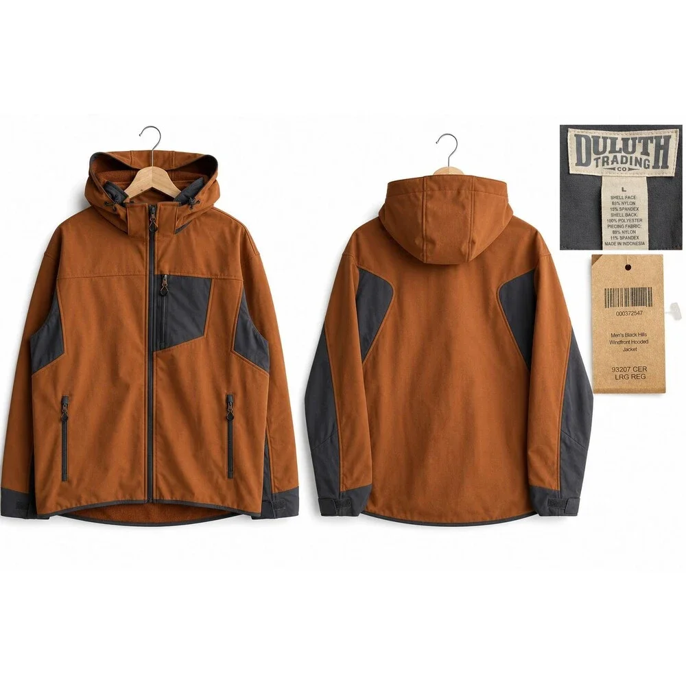NWT Duluth Trading Co Black Hills Windfront Zip Off Hooded Jacket Men's Large